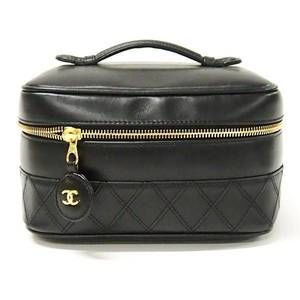 Chanel Bicolor Matelasse Vanity Lambskin Pouch Black
